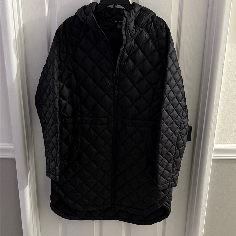 NEW! Athleta Long Black Quilted Puffer Jacket